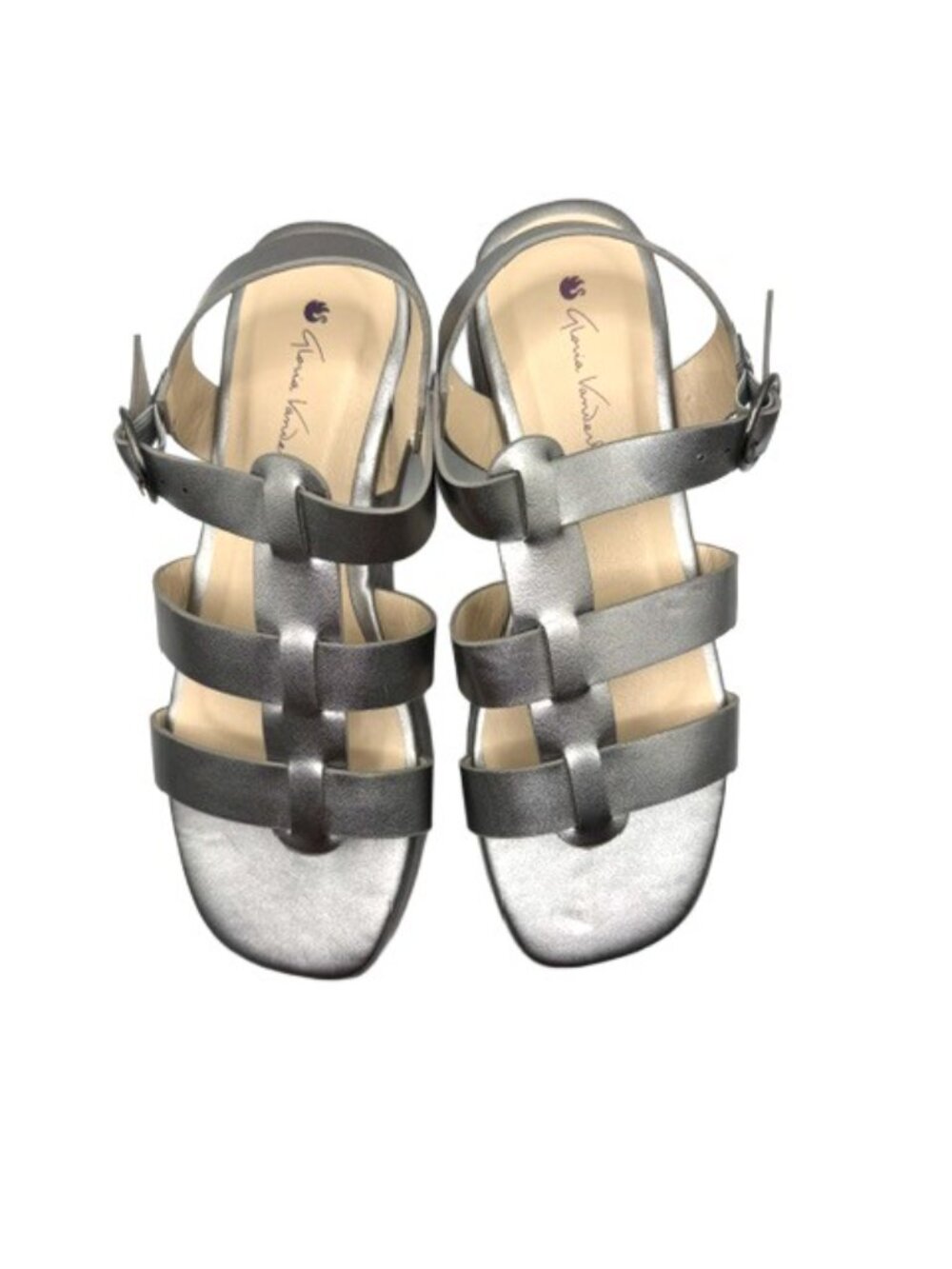 Gloria Vanderbilt Chadwick Silver Strappy Flatform Sandals 8.5